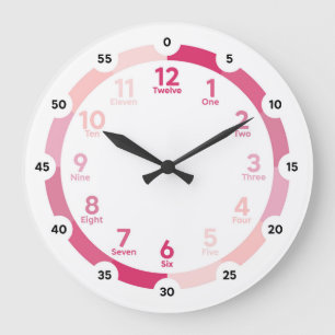Redondo Grande Reloj de aprendizaje - Hues rosados