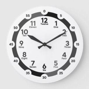 Redondo Grande Reloj de aprendizaje - Negro de medianoche