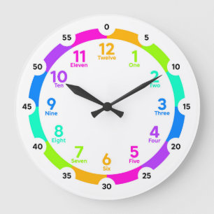 Redondo Grande Reloj de aprendizaje - Neon Rainbow