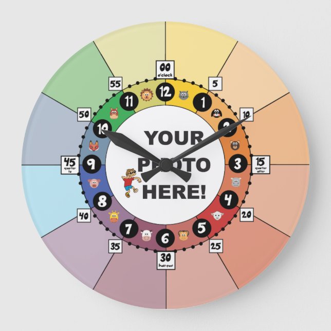 Redondo Grande Reloj de aprendizaje para niños (grandes) (Anverso)