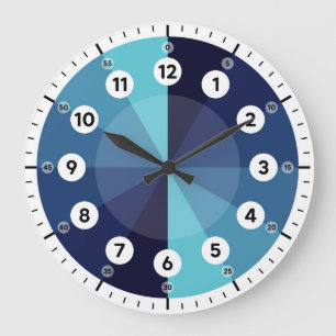 Redondo Grande Reloj de aprendizaje - Tiempo de conteo - Azul noc