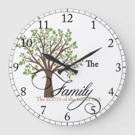 Redondo Grande Reloj de árbol familiar personalizado