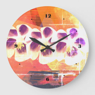 Redondo Grande Reloj de arte abstracto de geometría de primavera