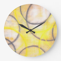 Reloj de arte abstracto gris y amarillo
