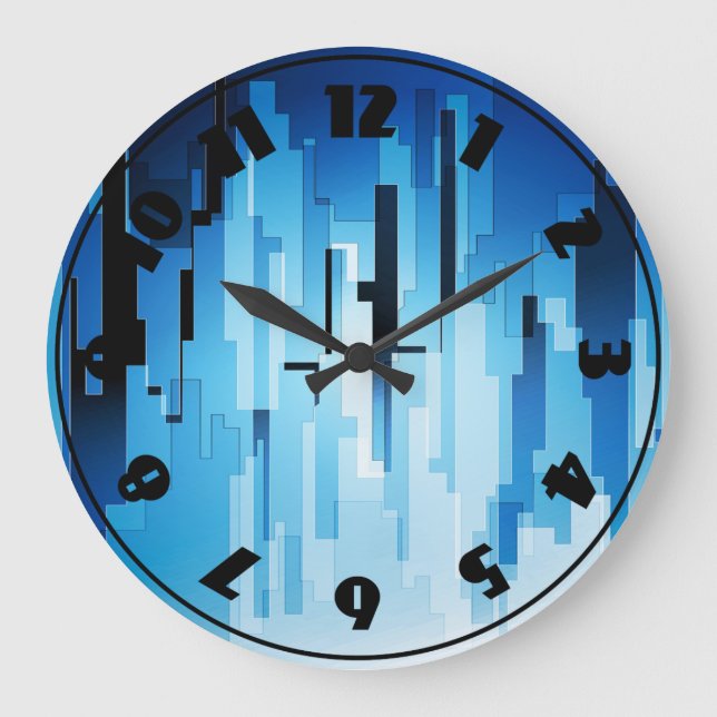 Redondo Grande Reloj de arte Blue Tech (Anverso)