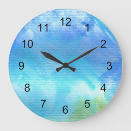 Redondo Grande reloj de arte de color azul