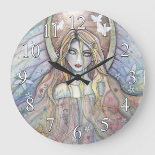 Redondo Grande Reloj de arte de fantasía Ángel de Esperanza