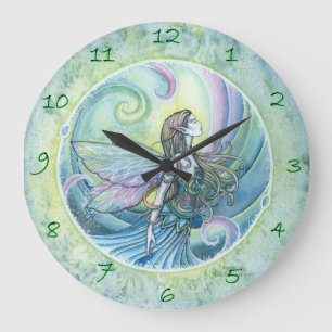 Redondo Grande Reloj de arte de fantasía de hada del elemento agu