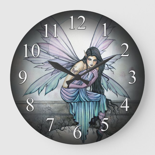 Redondo Grande Reloj de arte de fantasía de hadas góticas Astrid (Anverso)
