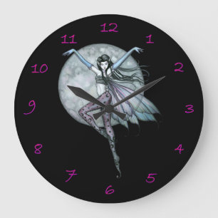 Redondo Grande Reloj de arte de fantasía de luna