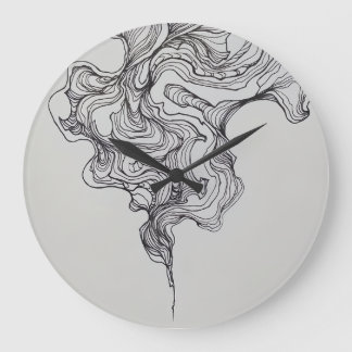 Redondo Grande Reloj de arte elegante de la línea Swirls