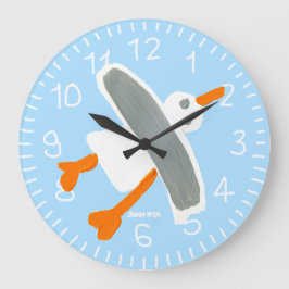 Redondo Grande Reloj de arte: John Dyer Seagull Blue