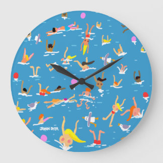 Redondo Grande Reloj de arte: nadadores John Dyer