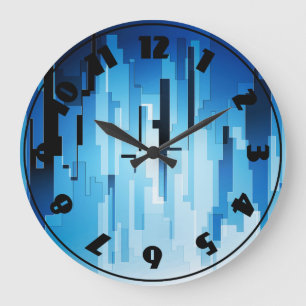 Redondo Grande Reloj de Arte Tech Azul