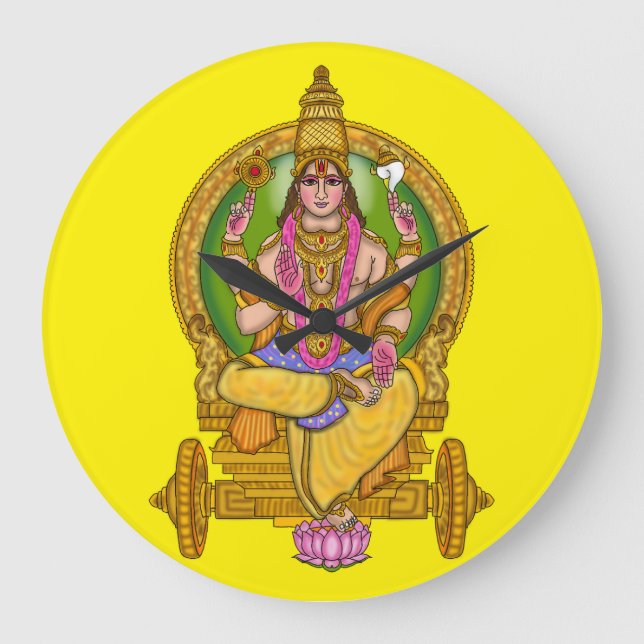 Redondo Grande Reloj de astrología del Señor Sol (Surya) (Anverso)
