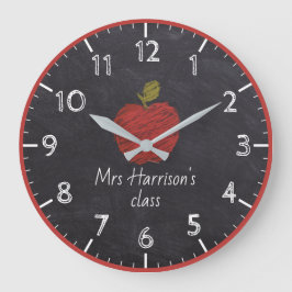 Redondo Grande Reloj de aula Faux Chalkboard