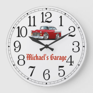 Redondo Grande Reloj de auto clásico rojo y blanco de Michael's G