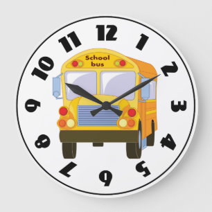 Redondo Grande Reloj de Autobús Escolar Amarillo