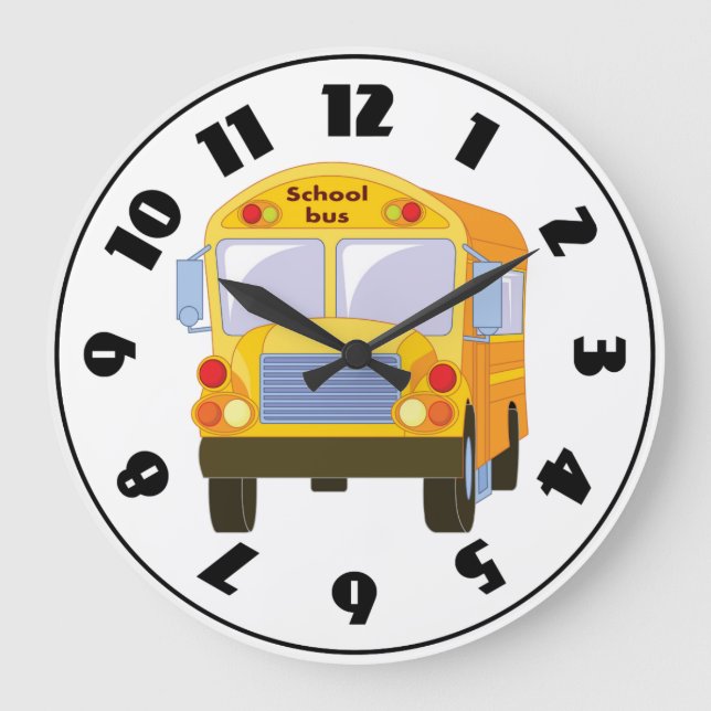 Redondo Grande Reloj de Autobús Escolar Amarillo (Anverso)