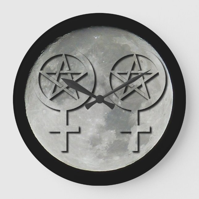 Redondo Grande Reloj de ayuno lésbico de Wiccan Moon (Anverso)