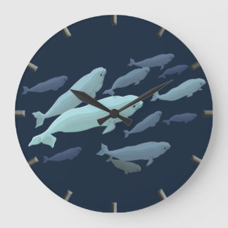 Redondo Grande Reloj de ballena Beluga Decoración de ballenas Reg