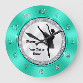 Redondo Grande Reloj de Ballerina Personalizado Blanco y Mint Gre