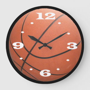 Redondo Grande Reloj de Baloncesto Naranja