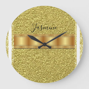 Redondo Grande Reloj de banda de oro