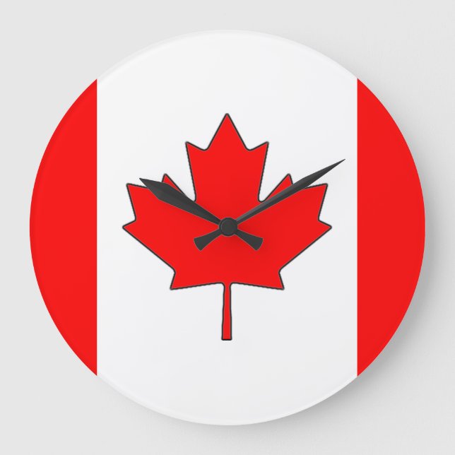 Redondo Grande Reloj de bandera canadiense (Anverso)