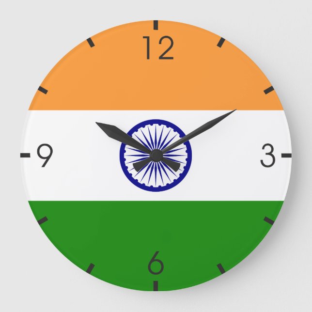 Redondo Grande Reloj de bandera india (Anverso)