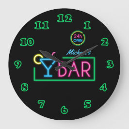 Redondo Grande Reloj de barra de inicio privado Neon Light