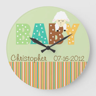 Redondo Grande Reloj de bebé personalizado de varios colores con 