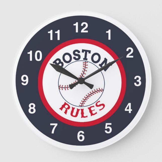 Redondo Grande Reloj de béisbol de reglas de Boston (Anverso)