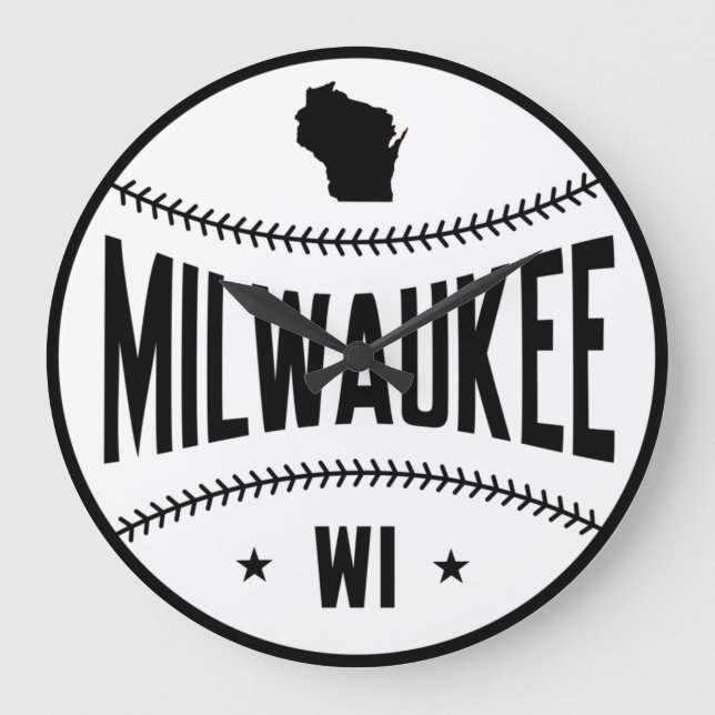 Redondo Grande Reloj de béisbol Milwaukee (Anverso)