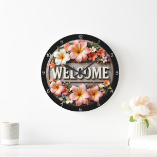 Redondo Grande Reloj de bienvenida de la floración tropical