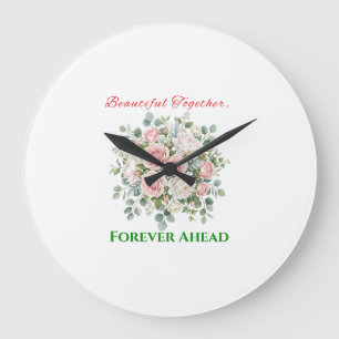 Redondo Grande Reloj de boda floral elegante