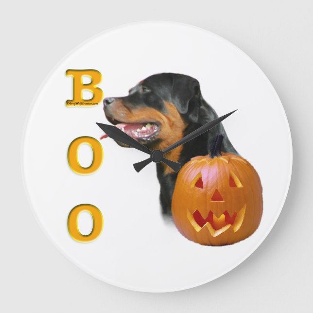 Redondo Grande Reloj de boo de Rottweiler (Anverso)