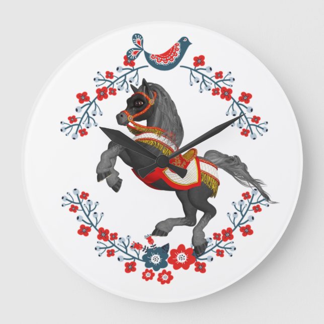 Redondo Grande Reloj de caballo floral (Anverso)