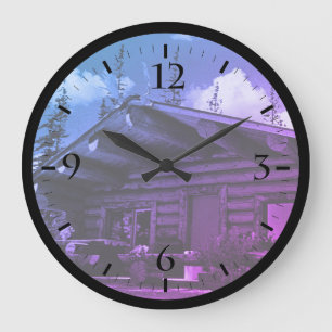 Redondo Grande Reloj de cabaña de troncos alaskana moderna vintag