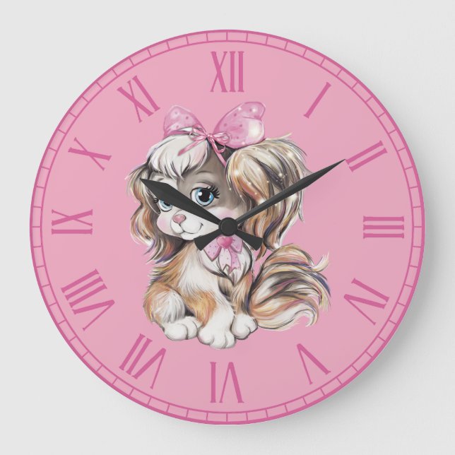 Redondo Grande Reloj de cachorro (Anverso)