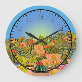 Redondo Grande Reloj de Cacti