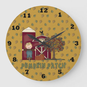 Redondo Grande Reloj de caída del parche de calabaza