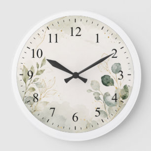Redondo Grande Reloj de cara botánico elegante