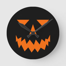 Redondo Grande Reloj de cara de calabaza naranja