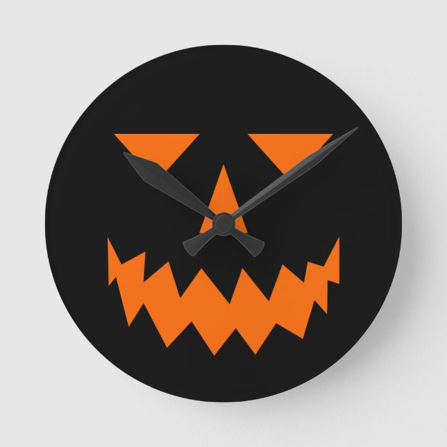 Redondo Grande Reloj de cara de calabaza naranja (Anverso)