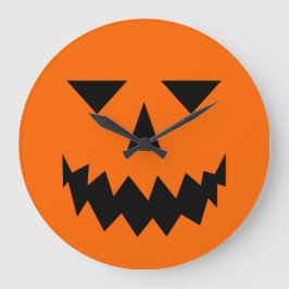 Redondo Grande Reloj de cara de calabaza negra