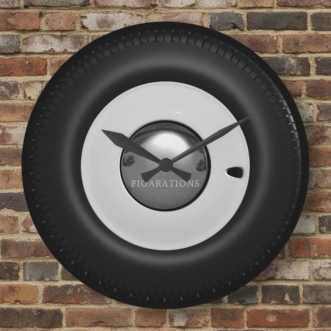 Redondo Grande Reloj de casquillo de cierre de rueda de coche clá (Transform your garage or man cave into a stylish retreat. )