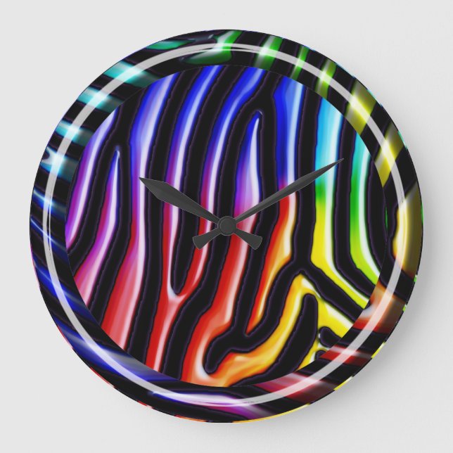 Redondo Grande Reloj de cebra 1 retro (Anverso)