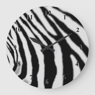 Redondo Grande Reloj de cebra - Black and White Moderped Striped 