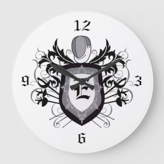 Redondo Grande Reloj de cercado gris del escudo de 3 armas
